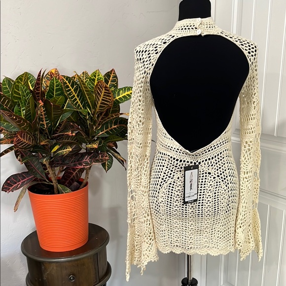 NWT  DOLLS KILL WIDOW  SIZE MEDIUM DARK DESTINY CROCHET MINI DRESS - Picture 3 of 6